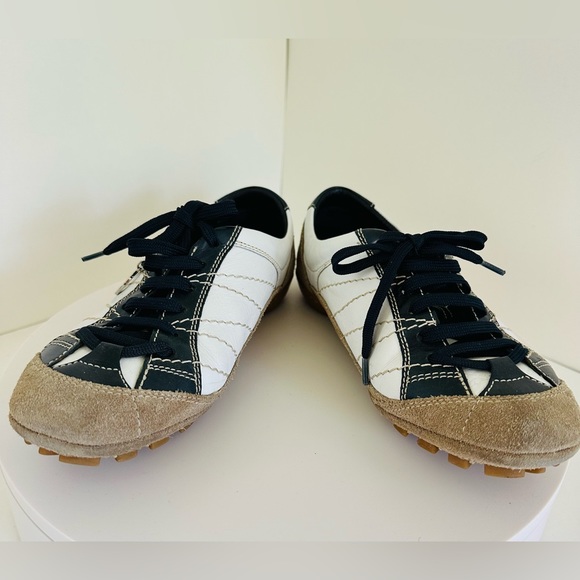 DIOR white/blue leather and beige suede sneakers in 37 size - Picture 6 of 7